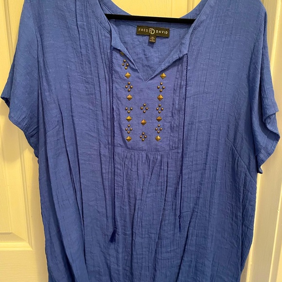 Women’s size 3x pheasant blouse in Royal/Sky blue - Picture 1 of 3